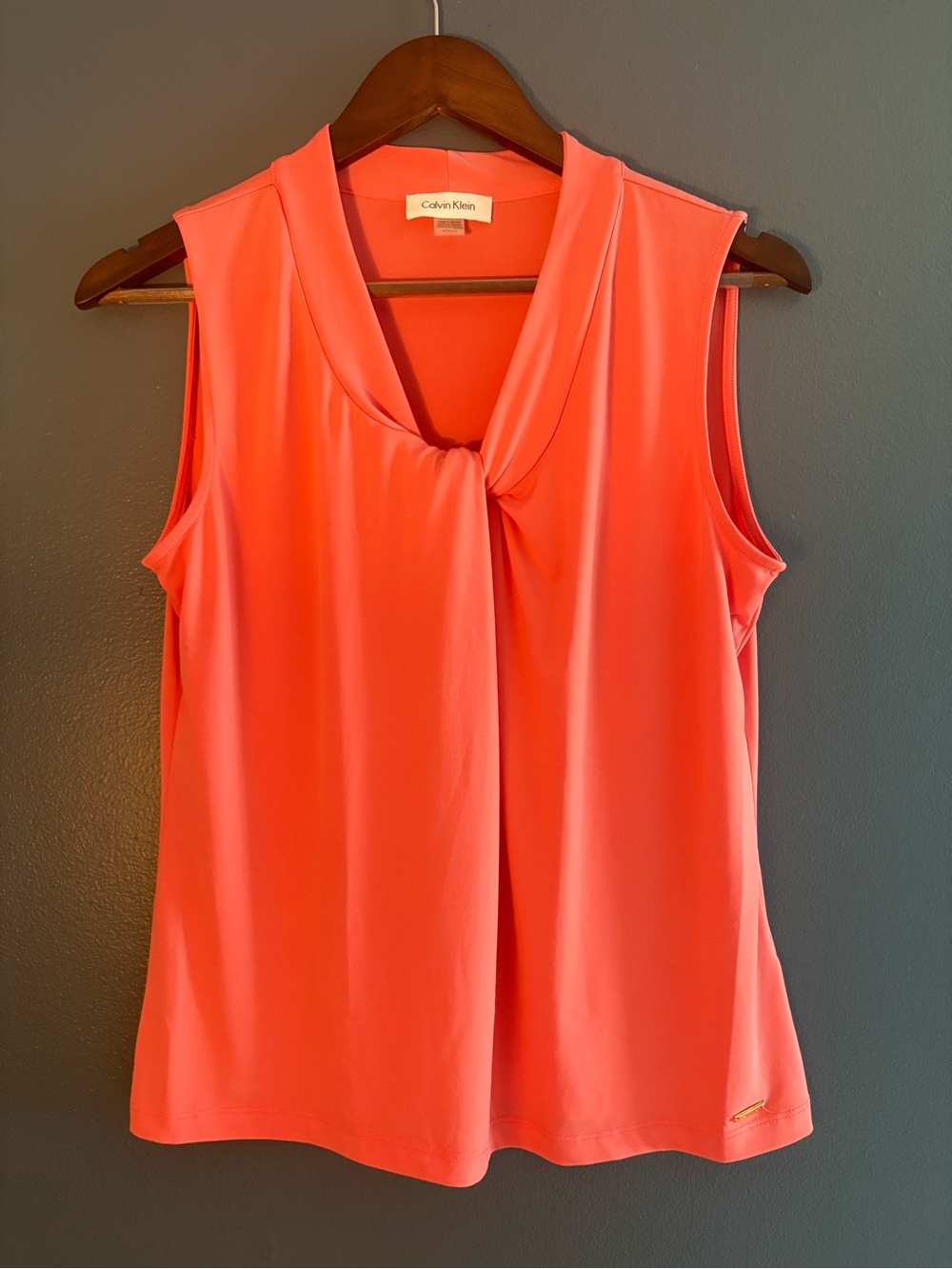 Calvin Klein Coral Knot-Front Sleeveless Womens Top Medium - Picture 8 of 8